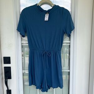 Rue21 Blue Ruffle Romper Medium NWT
